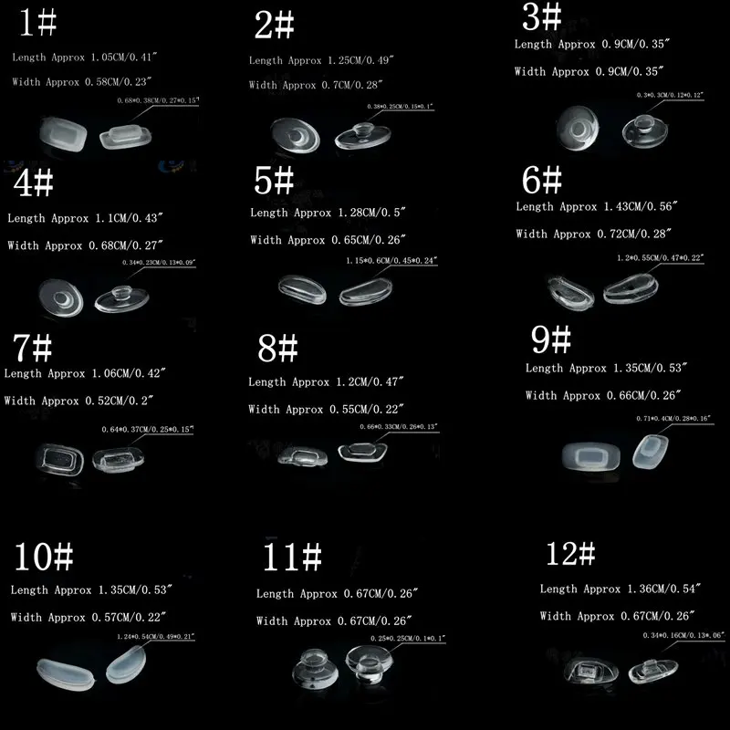 25 Pairs Replacement Silicone for Eye Glasses Non-slip Nose Pads Myopia Sunglasses Push On Frosted Insert AAA0761