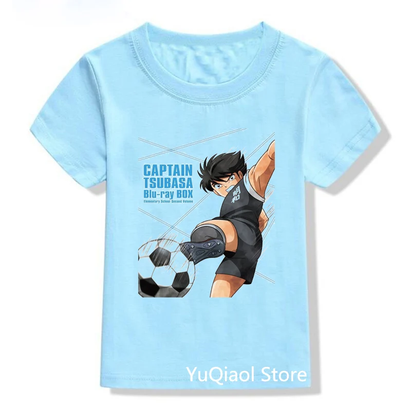 

Summer Boys Clothes Blue Tshirt Cartoon Captain Tsubasa T-Shirt Kids Clothing Teen Youth Student Top Children Birthday Gift Tee