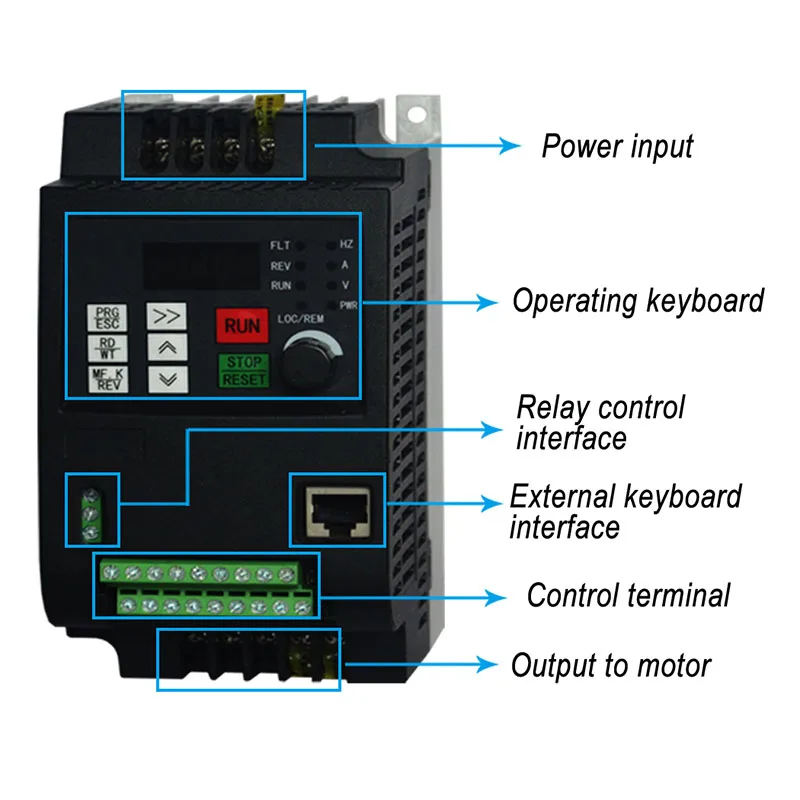 VFD AT2 0.45KW/0.75KW/1.5KW/2.2KW/3KW/4KW Single-Phase 220V In and Single Phase Out frequency converter for Single-Phase Motor