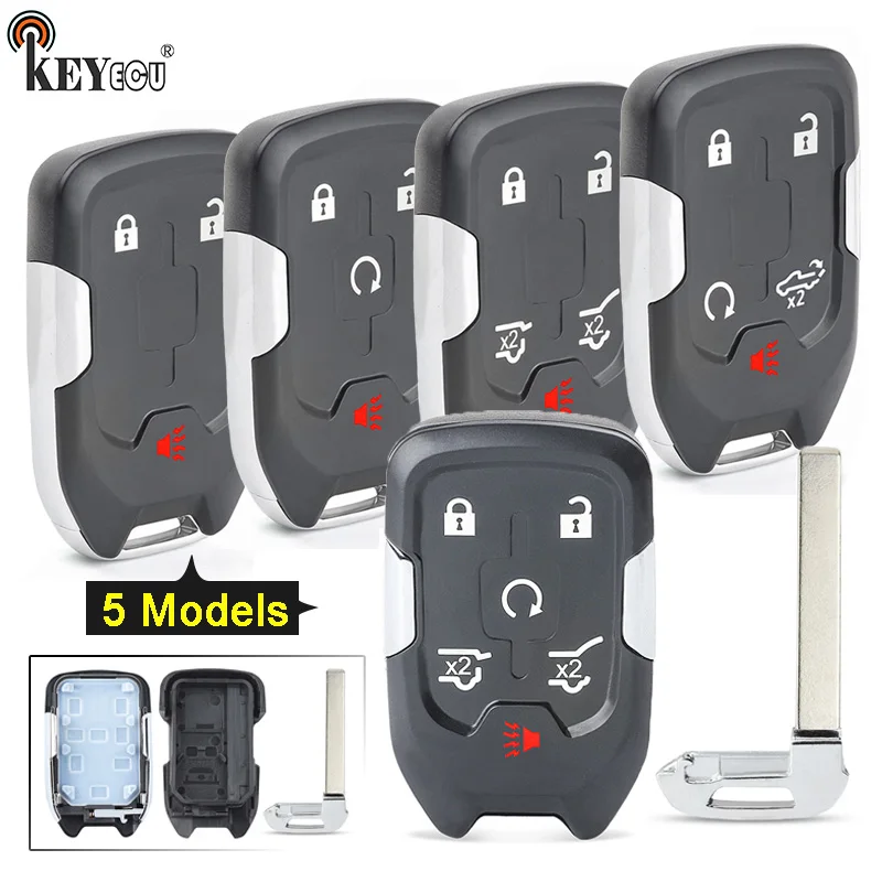 KEYECU for Chevrolet Suburban Tahoe, for GMC Yukon XL Smart 3 / 4 / 5 / 6 Button Remote Key Shell Case Fob HYQ1AA