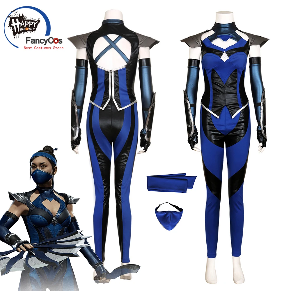 Mortal Kombat 11 Kitana Kahn Cosplay Face Mask MK 11 Princess Kitana Costume Game Adult Halloween Costumes for Women