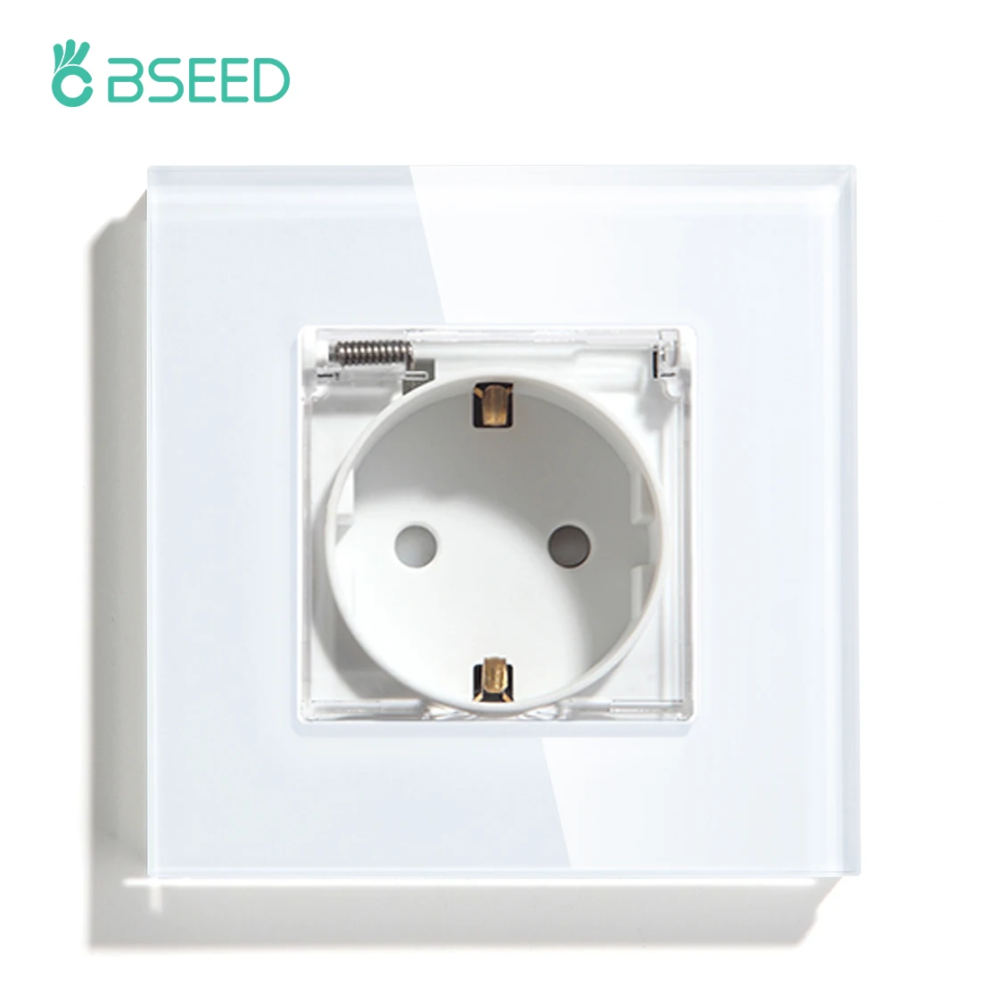 BSEED Waterproof Socket 16A 3 Colors Electric Wall Socket Single Crystal Panel Electrical Outlet For Outdoors Kitchen Bathroom