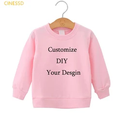 DIY Personalized customization Kids jumper white pink yellow children's clothes autumn winter sweatshirt boy girl hoodie custom