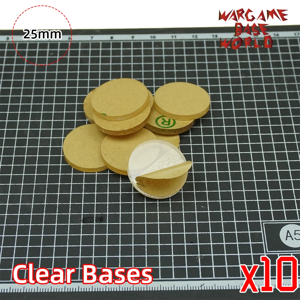 Wargame Base World - TRANSPARENT / CLEAR BASES for Miniatures - 25mm clear bases