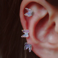 1PC Titanium Steel Butterfly Stud Earrings For Women Acrylic Surgical Steel Screw Piercing Tragus Helix Earring Jewelry Sets