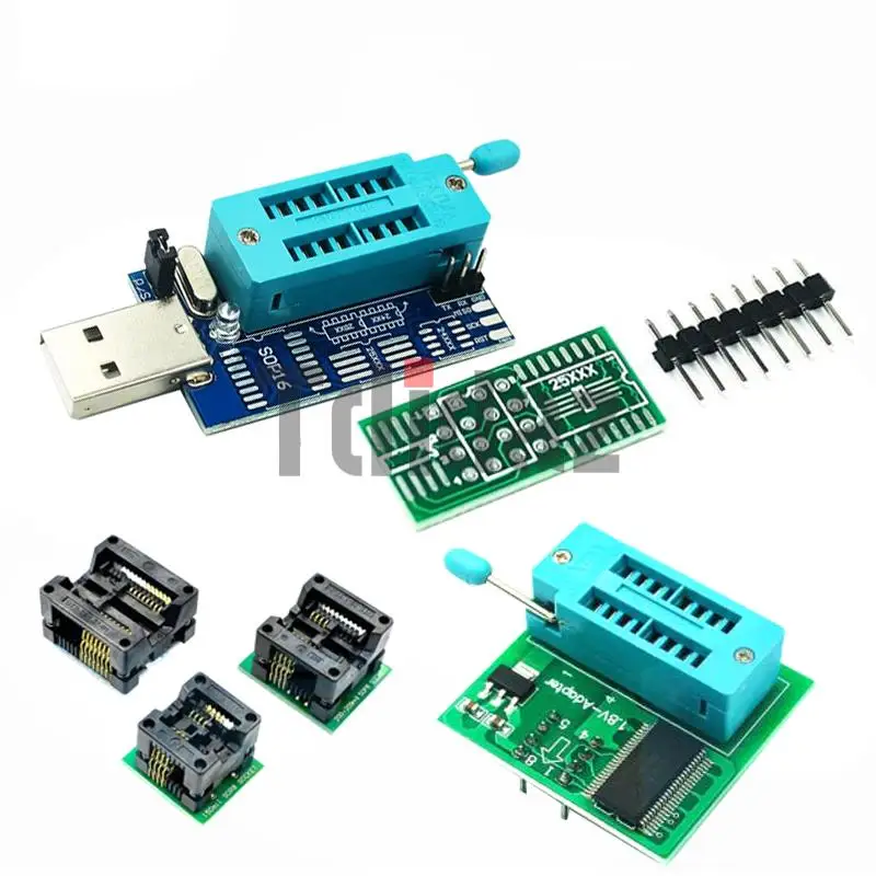 CH341A Programmer adapter+SOIC8 adapter+ SOP8 clip with cable+1.8V adapter CH341A EEPROM Flash BIOS USB programmer ZIF adapter