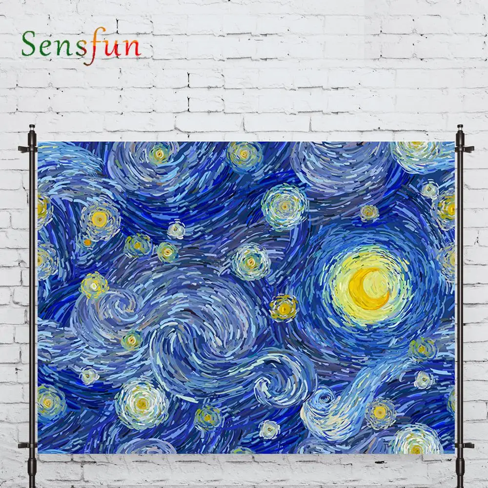 LEVOO New Photo Backdrop Painting Van Gogh Starry Sky Famous Background Nature Photocall Photo Studio Shoot Prop