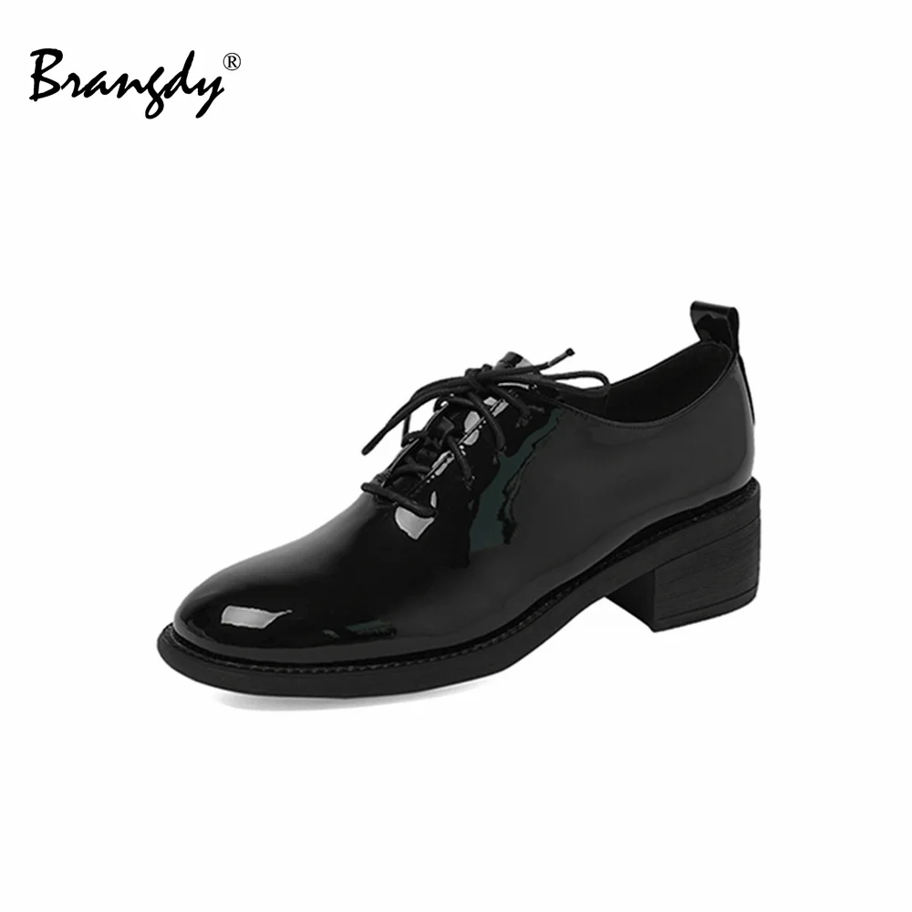 

Brangdy 2022 Spring Autumn Women Oxford Shoes Genuine Leather Women Shoes Round Toe Women Flats Lace Up College Casual Size34-39