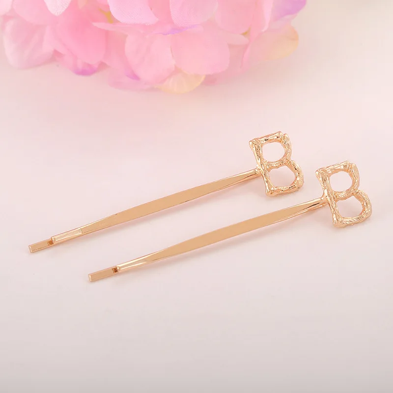 2021 New fashion Simple European American all-match golden letter folder clip Barrettes DIY hair accessories Headwear jewelry image 6