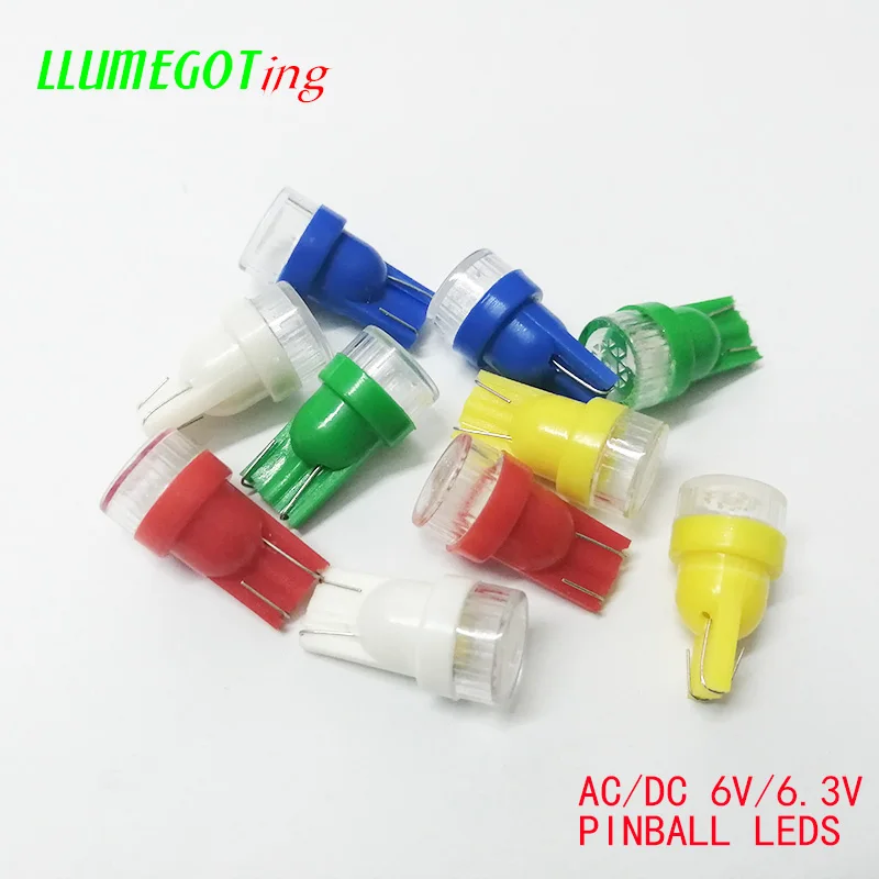 50pcs 194 T10 #555 Wedge Flat Len Dome 2x 5630SMD Various Color Non Polarity AC DC 6V 6.3V Pinball Game Machine Led Bulbs