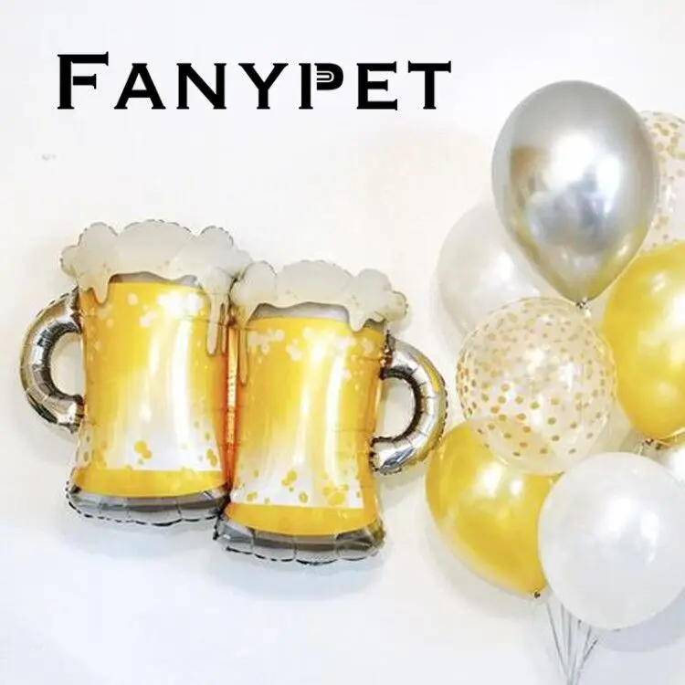 Large Double Beer Cup Gold Crown Whiskey Bottle Foil Balloon Bar King Happy Year Birthday Party Wedding Celebration Decoration