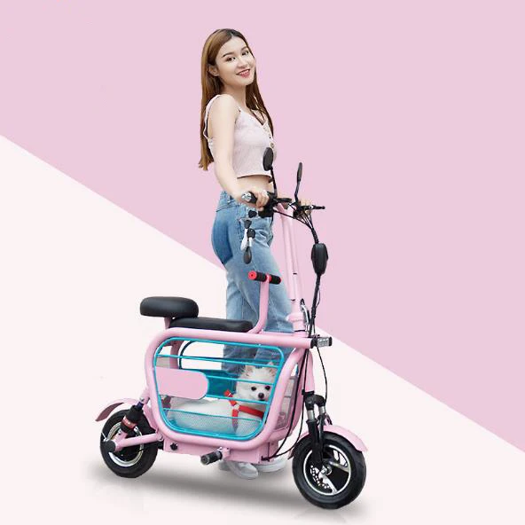 Electric Scooter for Girl Two Wheels Electric Scooters 48V 580W Portable White/Pink Mini Electric Bike For Kids Adults