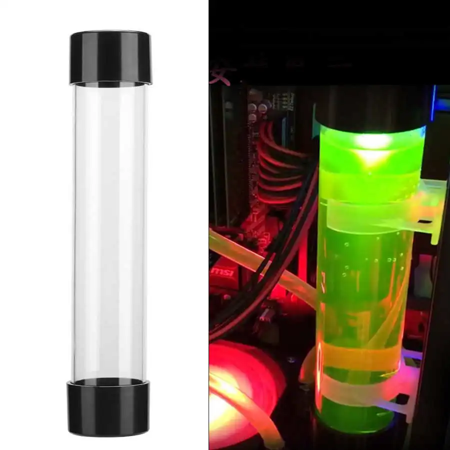 240/150/100mm Transparent Cylindrical Reservoir PC Water Cooling Tank Heat Dissipation G1/4 thread for PC Water Cooling System