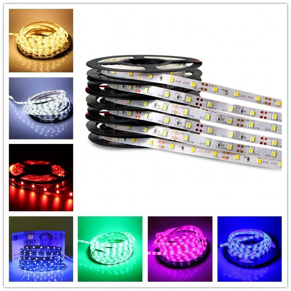 5M 300 Led Strip Licht Niet Waterdicht Dc 12V Lint Tape Helderder Smd2835 5050 Warm Wit/Blauw/Rood/Groen Vakantieverlichting Artikel