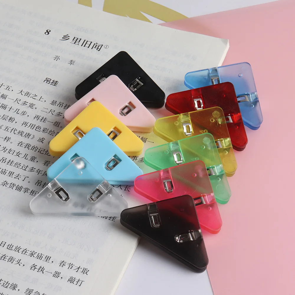 50Pcs Mini Color Corner Clips Photo File Solid Transparent Binder Paper Clip Office School Supply