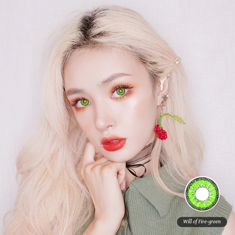 OVOLOOK-2pcs/pair Cosplay Lenses Colored Prescription Lenses Halloween Contact Lenses for Vision Correction Eye Color Lens Yealy
