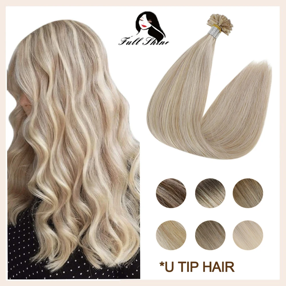 Full Shine U Tip Human Hair Extensions Piano Color 50g Machine Remy Fusion Keratin Nail Tip Extensions Keartin Capsule Fusion