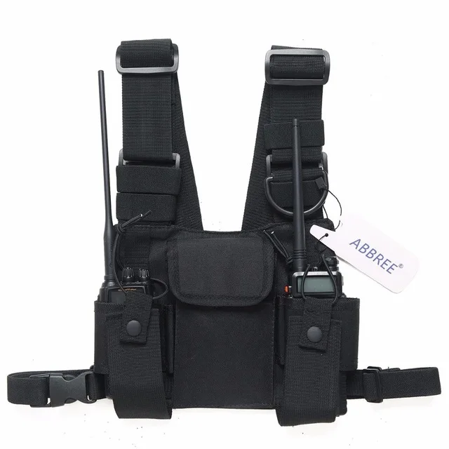 Nylon Two Way Radio Pouch Chest Front Pack Pocket Walkie Talkie