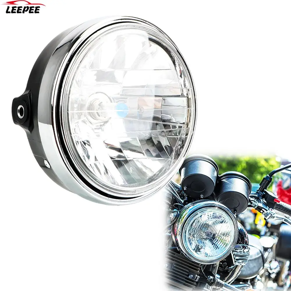 12V Motorcycle Headlight for Honda Hornet 600 900 CB400 Suzuki Robber 74A 77A Kawasaki BMW Halogen Lights Headlamp Accessories