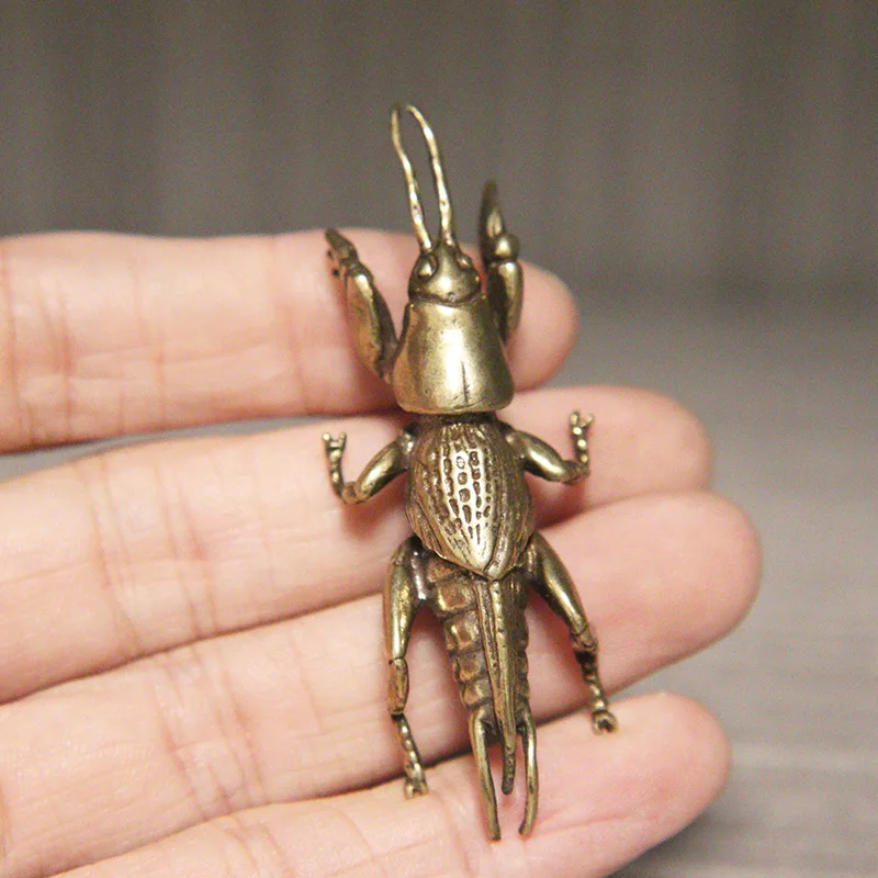 Insect Mole Cricket Figurines Miniatures Tea Pet Desktop Ornament Vintage Brass Animal Statue Home Decoration Accessories Crafts