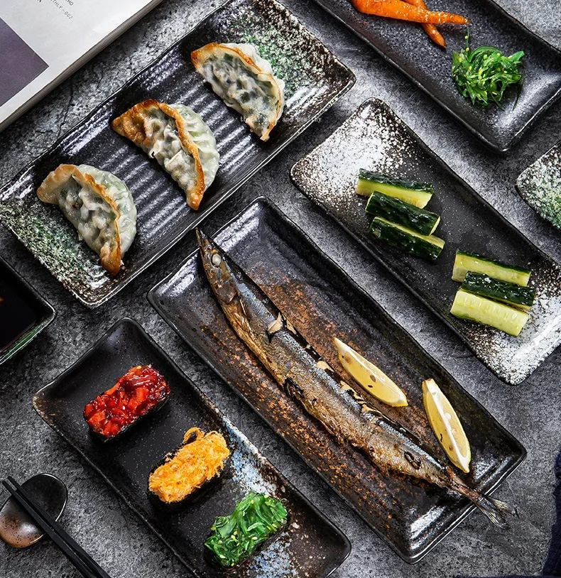 

Коммерческая тарелка для барбекю, тарелка для суши в японском стиле, тарелка для саури, тарелка для горячего горшка, тарелка с керамической полосой, десертная тарелка