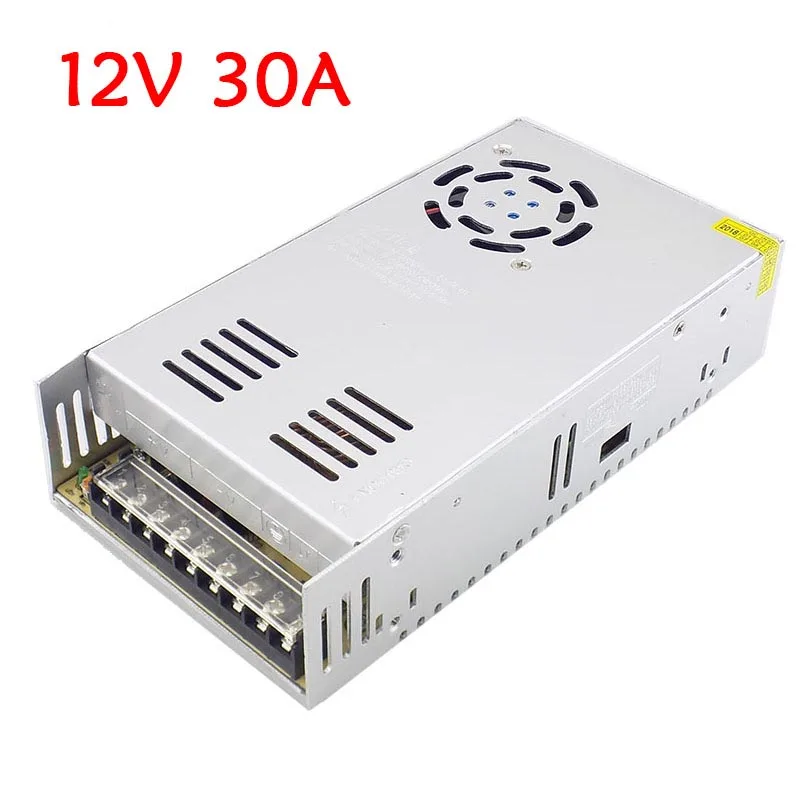 LED Driver Power Supply AC100V-265V to DC 12V 30A Lighting Transformer CCTV Camera Power Driver Adapter Converter Switch L19