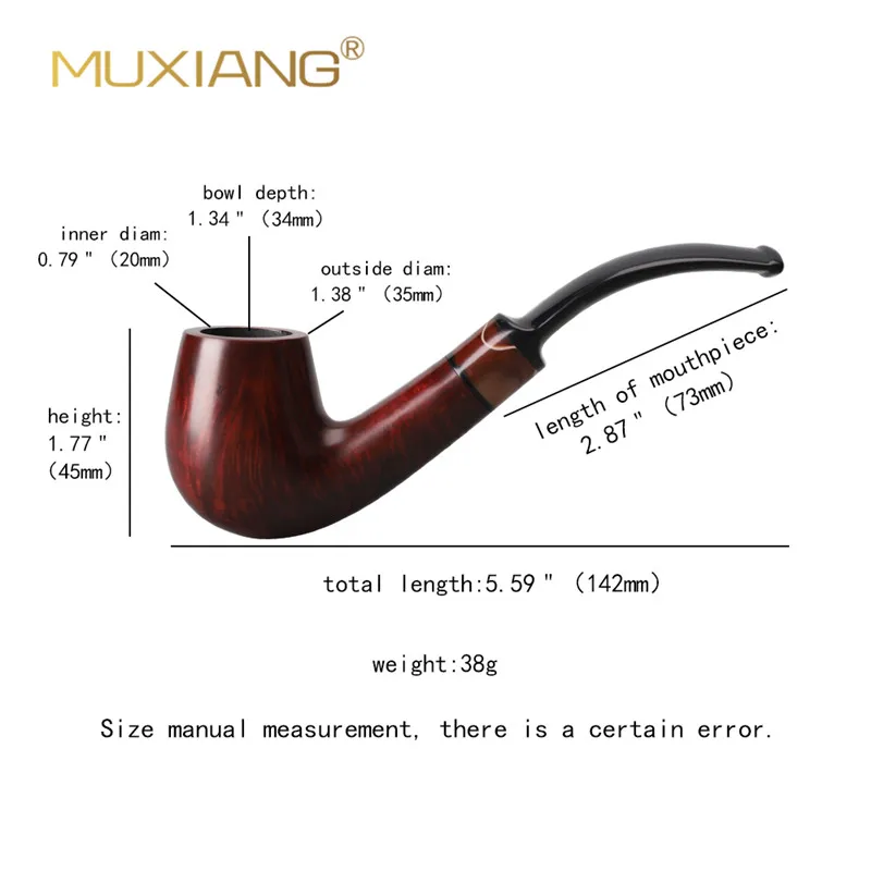 Ru-New Briar Wood Pipe 10 Tools Free Bent Smoking Pipe 9mm Filter Briar Tobacco Pipe Set Briar Pipe Smoking Accessories aa0380