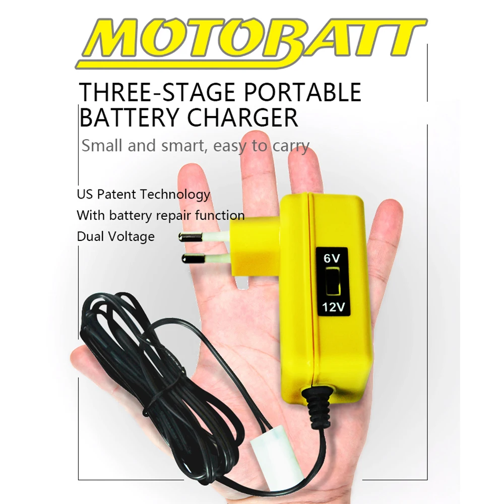 

Motobatte 6V And 12V 500mA Switch Selectable Charger For Lead acid Battery Motorcycle Accessories With 2 Sets Of Charging Lines