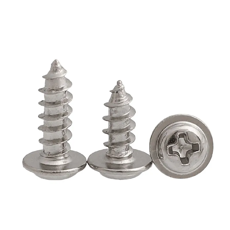 Wkooa 1000 Pcs Washer Head Self Tapping Screws for Electronic Small Screws Phillips Drive Nickel Plating