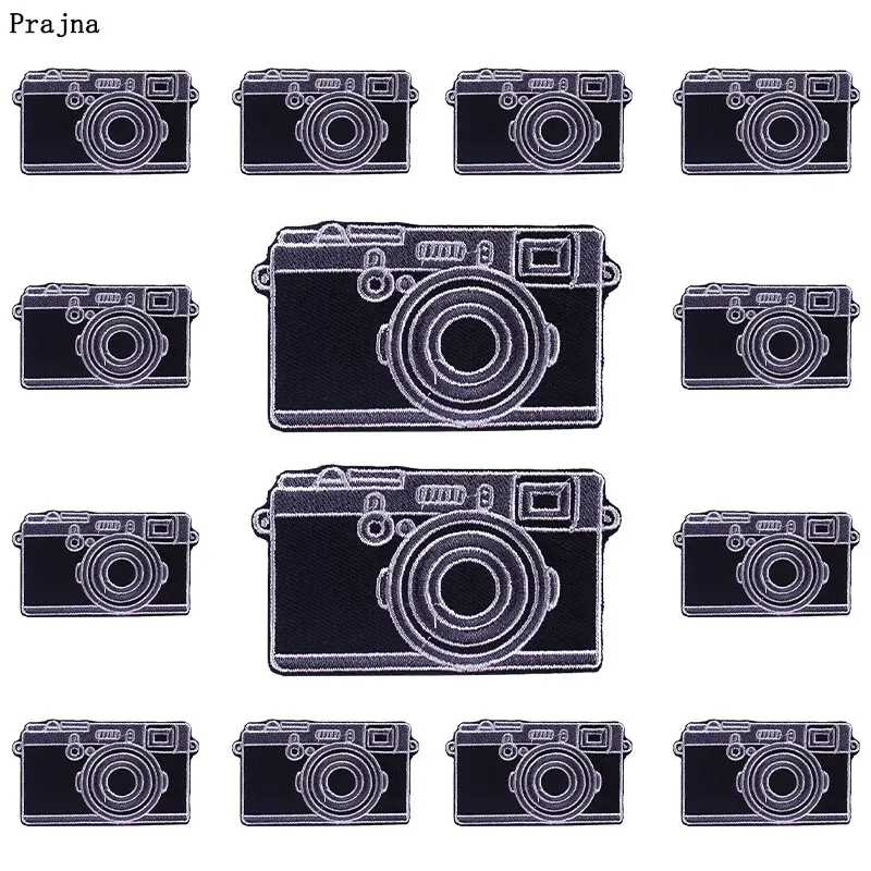 Prajna 10PCS Camera Badges Iron On Embroidered Patches For Clothing Stickers Camera Applique Patches On Clothes Jacket DIY