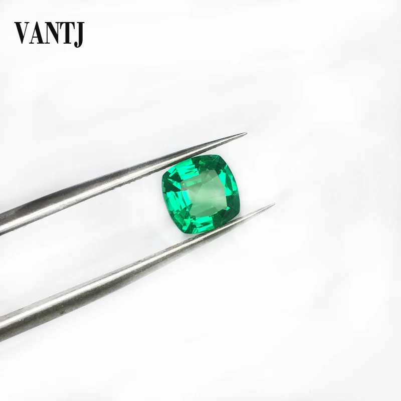 

VANTJ Hydrothermal Lab Grown Created Emerald Loose Gemstone Cushion Cut Diy for Silver Gold Women Jewelry Random Delivery