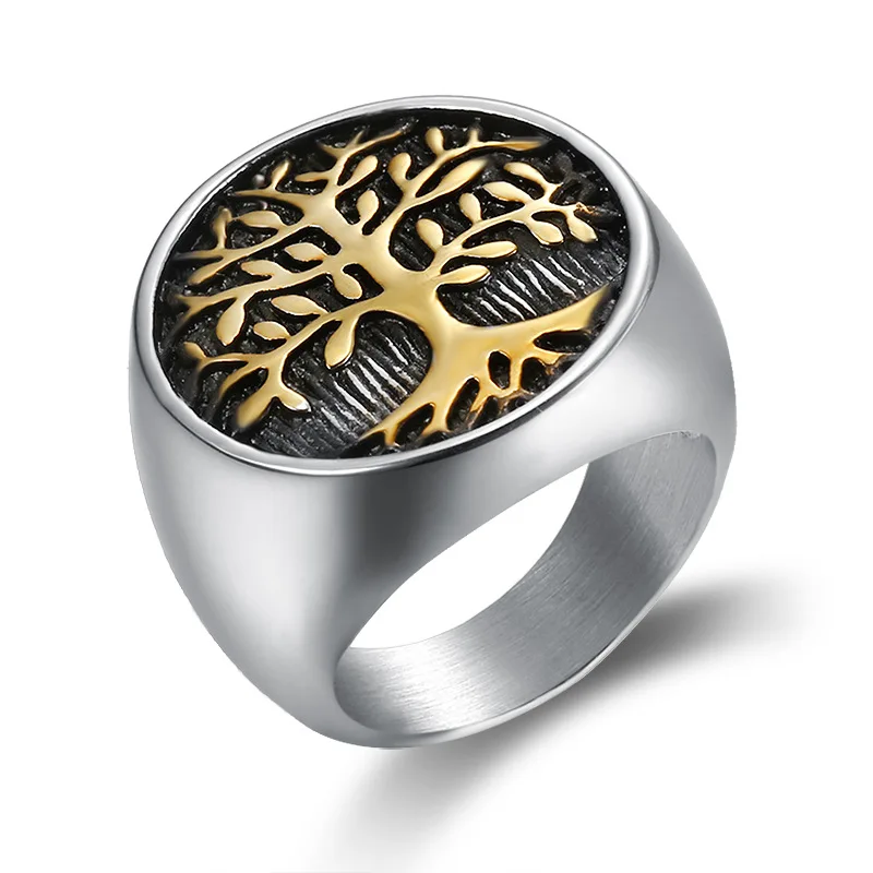 

new Silver color Ring For Man Tree Of Life Stainless Steel Male Alliance Casual Jewelry US Size 7# -15#