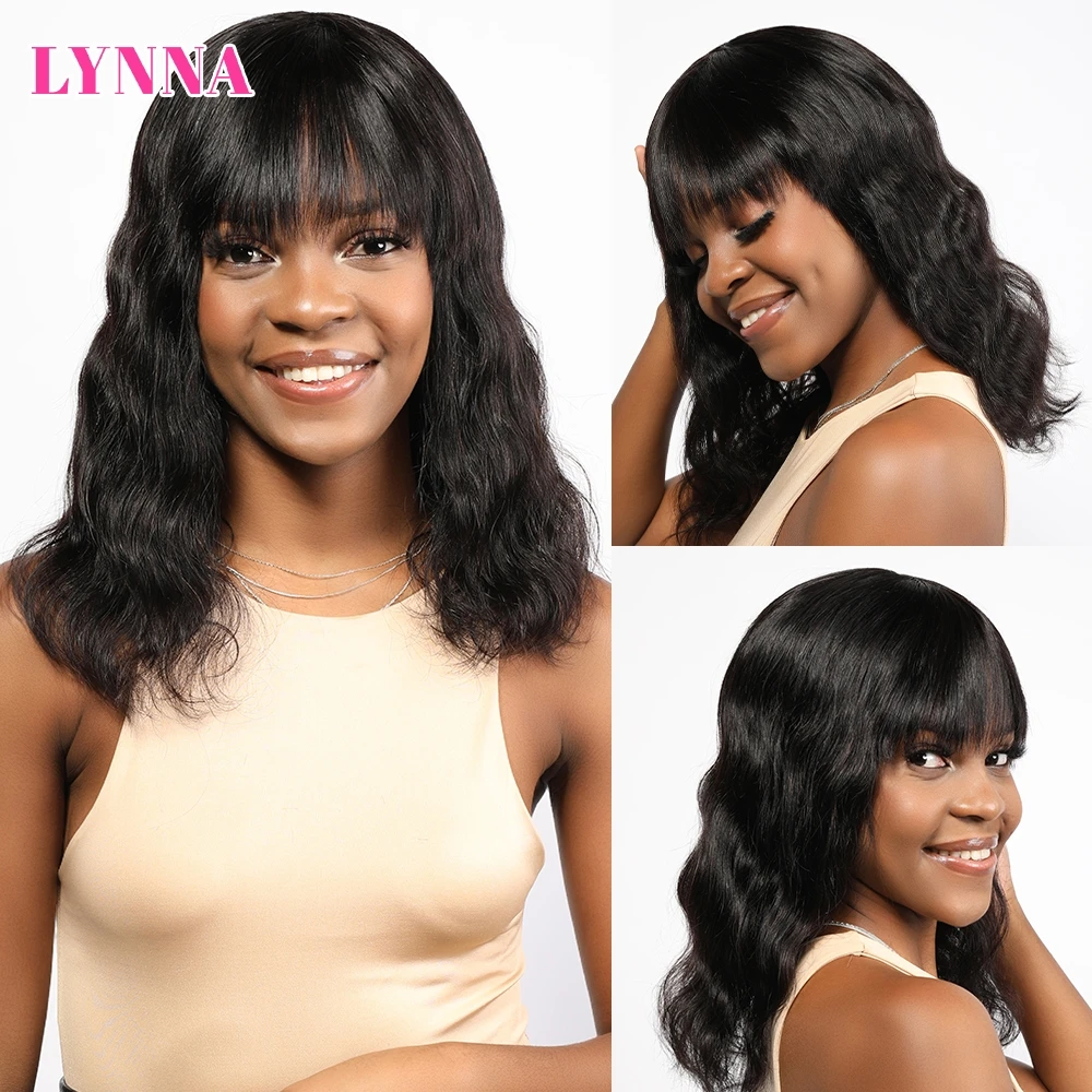 Body Wave Human Hair Wigs with Bangs Very Soft Brazilian Remy Hair Wigs 8