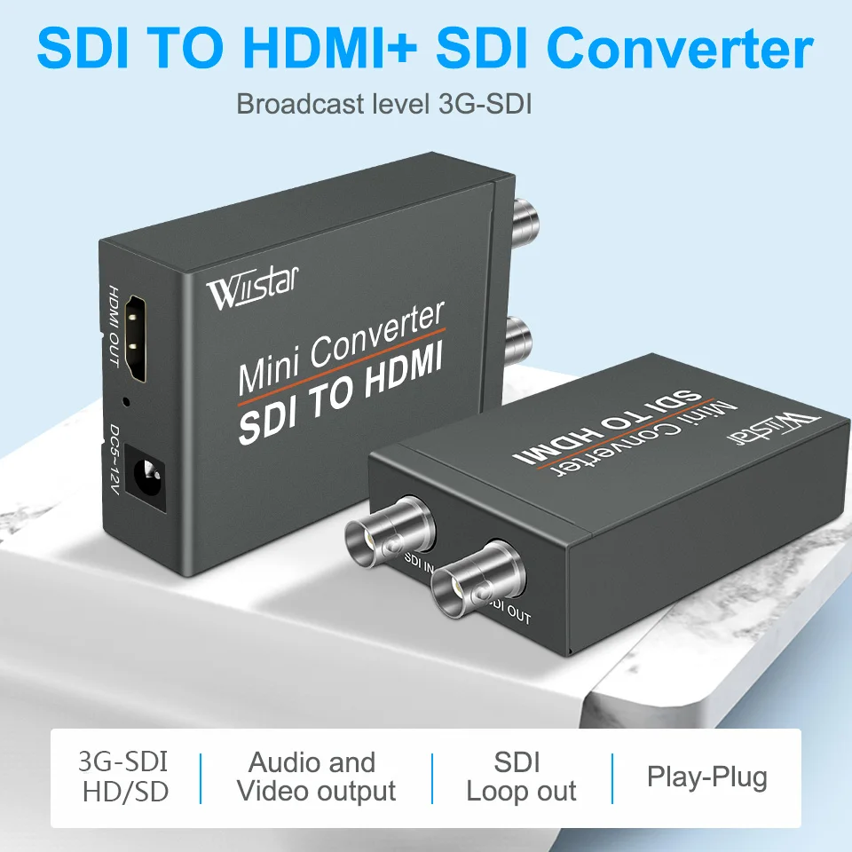 SDI to HDMI Converter Adapter 1080P HD 3G SDI TO HDMI/SDI Monitor with Power cable