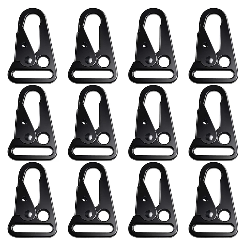 12 Pieces Enlarged Mouth Clip Sling Clasp Olecranon Hook for Keychain Snap Hooks Outdoor Bag Black Color Fits Women or Men Use Y