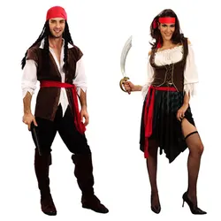 Umorden Halloween Carnival Party Captain Pirate Costumes Adult Fancy Dress Cosplay for Women Men Couples