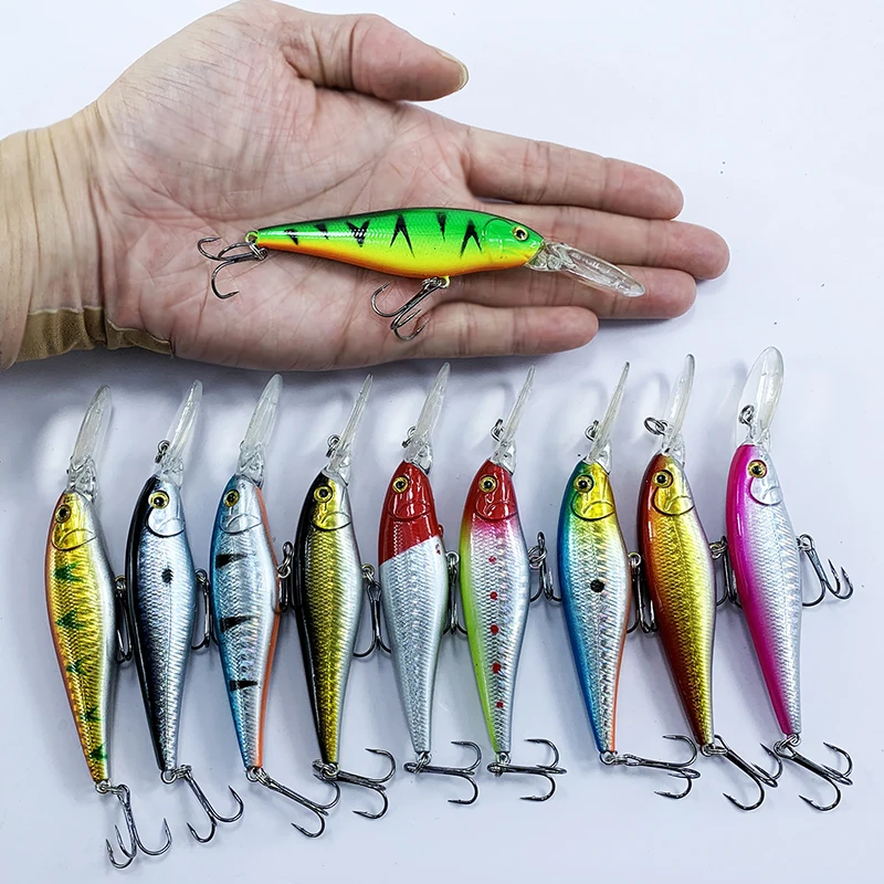 10pcs Laser Float Minnow Fishing Lure Set 11cm 10.5g Wobblers Crankbaits Artificial Hard Bait Kit Bass Carp Fishing Lures Pesca