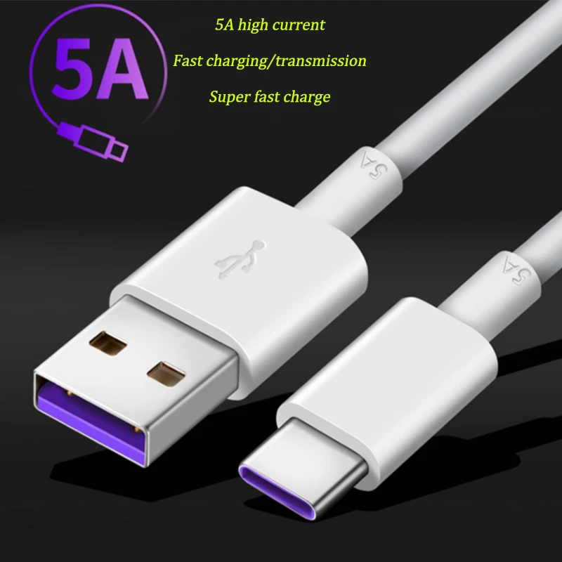 1/1.5/2M For Huawei Super Charging Cable 5A For Huawei P40 P30 P20 P10 Pro Lite Supercharge Honor V30 V20 S V10 Mate 30 20 Pro