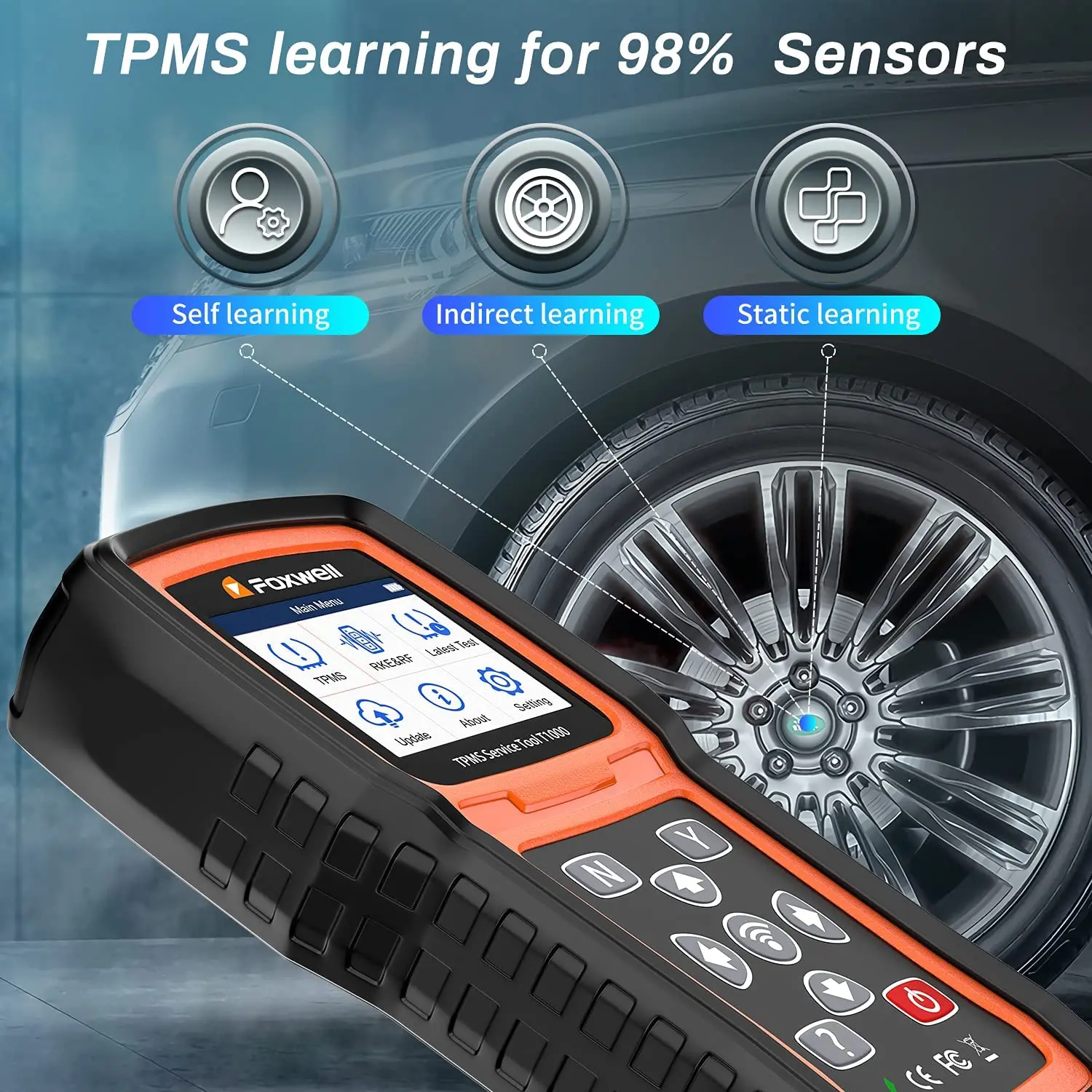 FOXWELL T1000 TPMS Tool Programming Activate TPMS Sensors Check RF Key FOB Tire Pressure Monitoring System Auto Tester Detector