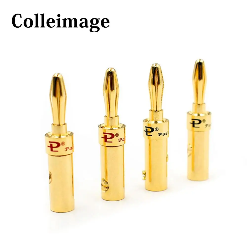 Colleimage Hifi 8pcs audio pailiccs 4mm banana plugs copper Gold plated speaker cables Wire Pin Banana Plug Connectors