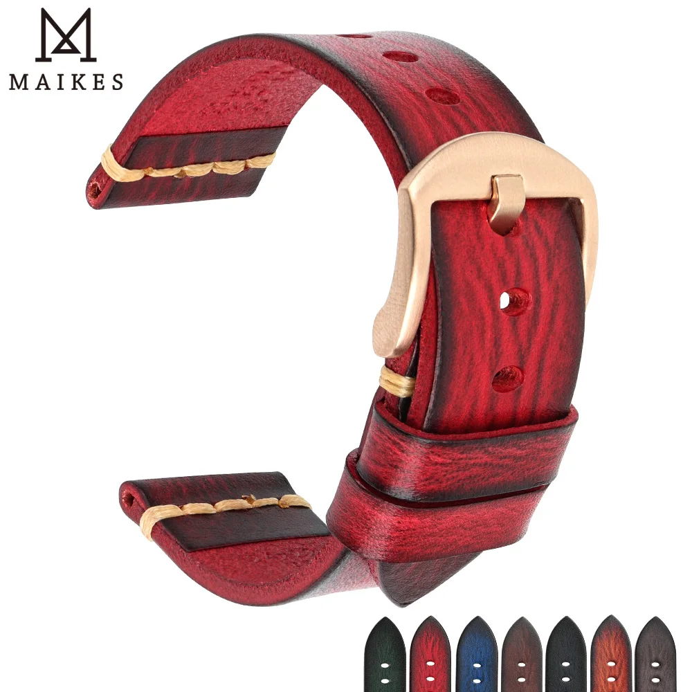 Maikes Genuine Leather Watchband for Galaxy gear s3 Watch Strap 18mm 20mm 22mm 24mm Watch Band Men Women Omega Wrist Bracelets