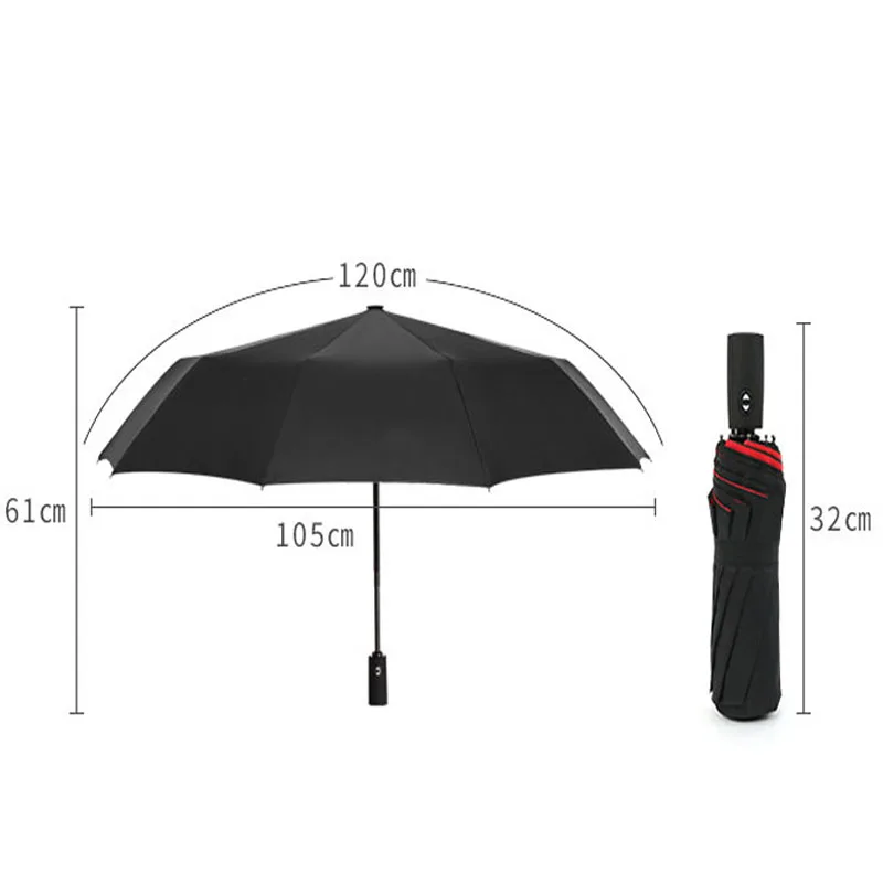 10K Double layer Windproof Fully-automatic Umbrellas Male Women Umbrella Three Folding Commercial Large Durable Frame Parasol