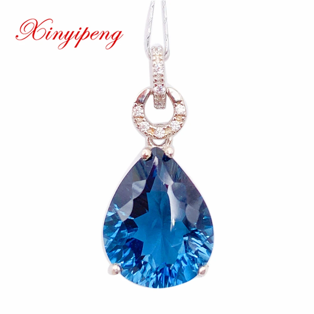 

Xin Yipeng Gem Jewelry Real S925 Sterling Silver Inlaid Blue Topaz Pendant Fine Anniversary Party For Women Free Shipping