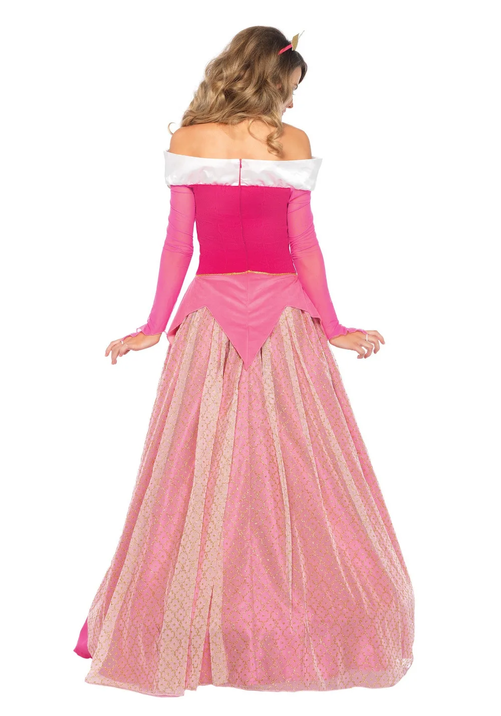 Adult Aurora Costume Deluxe Sleeping Beauty Princess Aurora Gorgeous costume Halloween Carnival Cosplay Pink Princess Long Dress