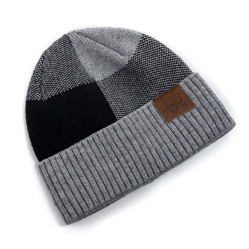 New Unisex Winter Hat Add Fleece Warm Cap Lattice Stitching Soft Beanie Hat For Men Women Outdoor Thicken Ski Sports Knitted Hat