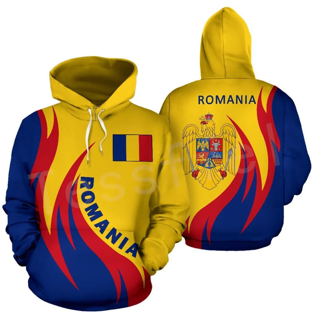 Tessffel NewFashion Romania Europe Country Flag Symbol Art Colorful 3DPrint Tracksuit Autumn Jacket Zipper Hoodies Men/Women F14