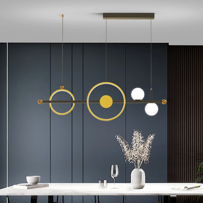 Nordic fashion Led Pendant Lights Matte Black and Gold For Living Room attic restaurant lighting Line length 1.2m hanglamp