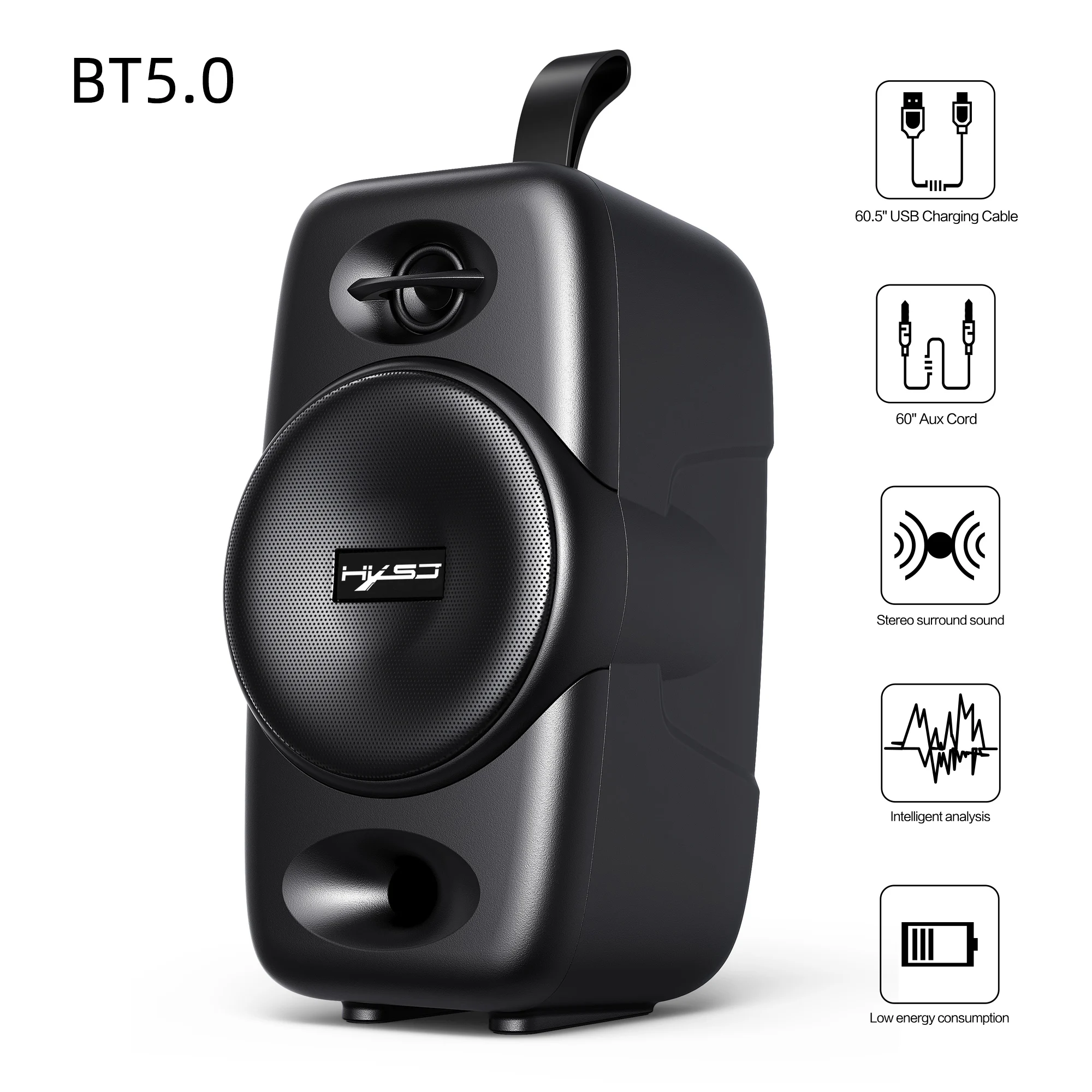 

2021 Q8 TWS Bluetooth Music Bass Speaker Subwoofer Outdoor Wireless Loudspeaker Support TF Card Hands-free Portable Bass Sound