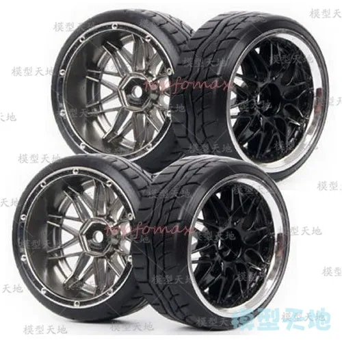 4pcs 1/10 Drift Car Tires 26*64MM Plastic Wheel Rim Hard Tyre for HSP Tamiya HPI Kyosho 94123 XIS D3 D4 CS TT01 TT02 9016