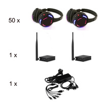 Cheap Sell! 915MHZ and 863MHZ Only RF Silent Disco Headphones System Bundle 50 LED Wireless Headset Party Set With 1 Transmitter